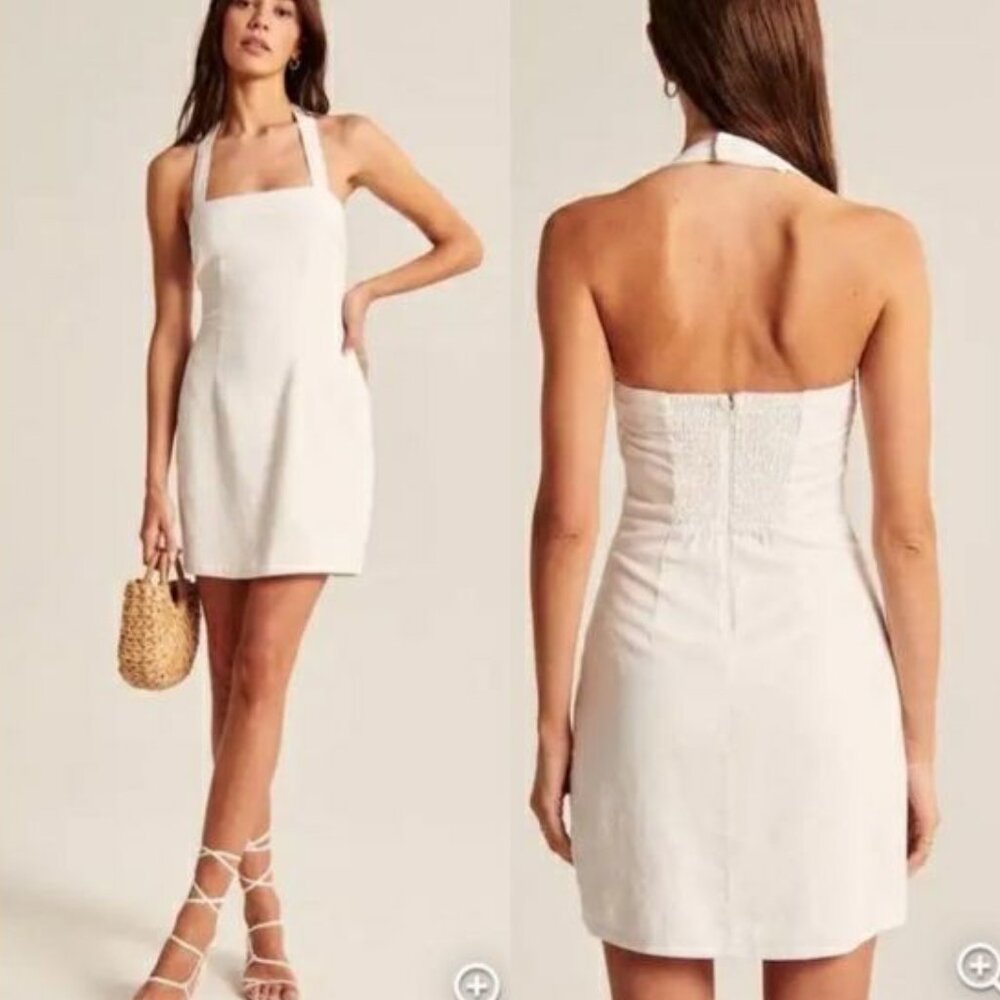 Abercrombie White Linen Halter Mini Dress